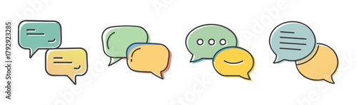 Colorful chat bubble icons depicting online messaging and dialogue