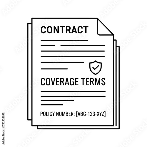 Insurance contract document with coverage terms and policy number