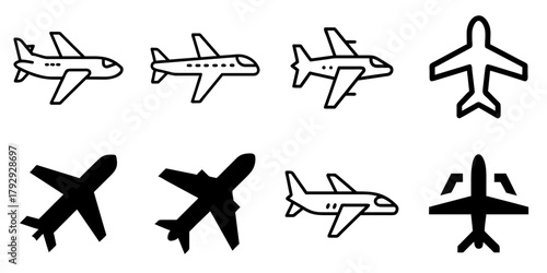plane icon set. pictogram isolated on white background. Vector illustration.