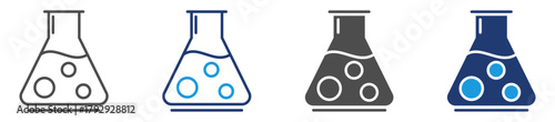 conical flask icon set multiple style