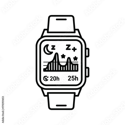 Smartwatch displaying sleep tracking data with moon and stars