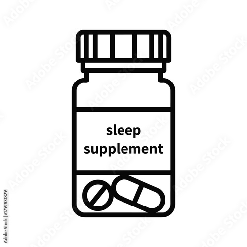 Sleep supplement bottle with pills