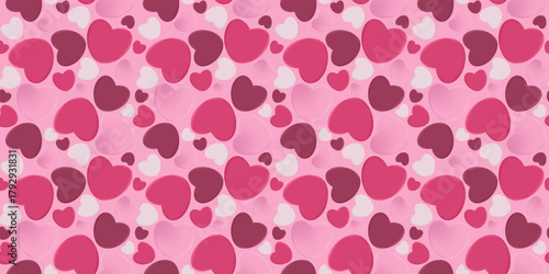 Romantic Valentine's Day Seamless Pattern with Hearts on a Pink Background