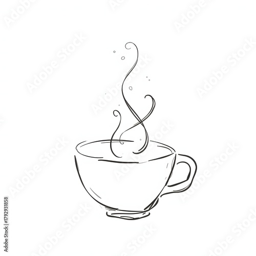 Minimalist Coffee Cup Line Art Sketch