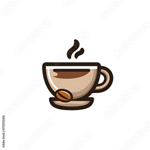 A simple, stylized illustration of a steaming cup of coffee