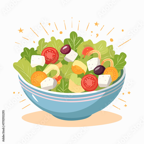 Fresh and Colorful Salad Illustration A Healthy and Delicious Meal Ready to Enjoy!