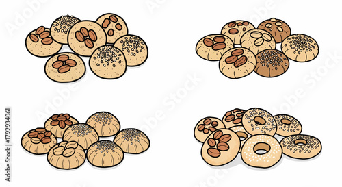 Assorted baked goods with coffee beans