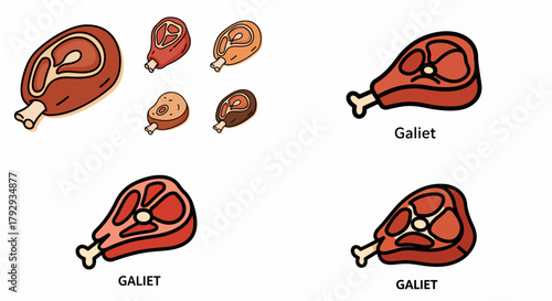 Galiet meat cuts with transparent background