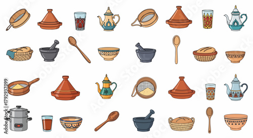 Moroccan cooking utensils and cookware collection