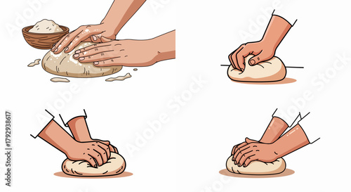 Dough kneading process steps food preparation