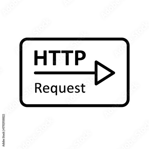 HTTP Request icon in minimalist design with black lines on white background, for presentations, UI/UX design, applications and websites, development