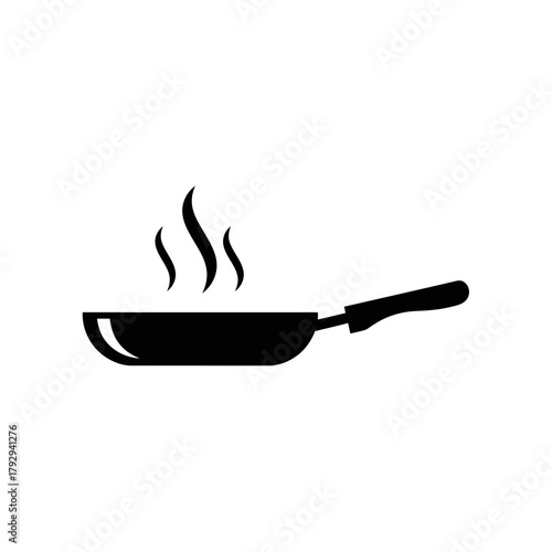 Hot Frying Pan with Steam Silhouette Vector Illustration