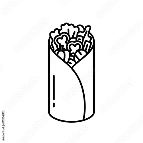 Feather Quill and Scroll Outline Vector Illustration