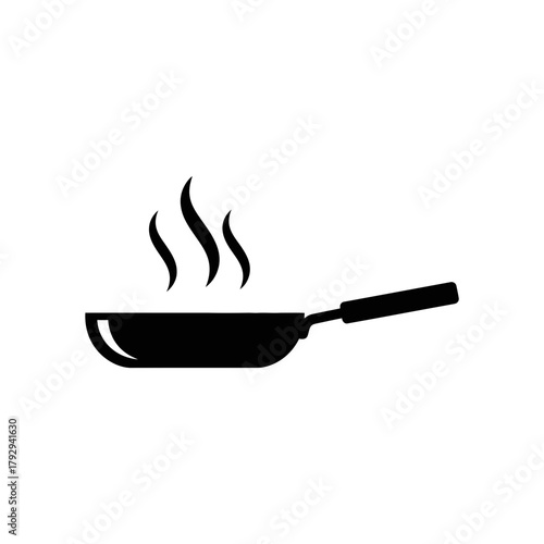 Hot Frying Pan with Steam Silhouette Vector Illustration