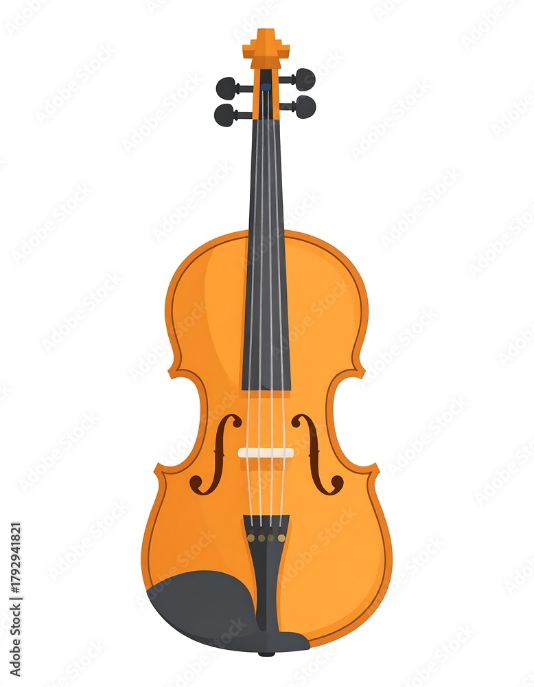 Fototapeta premium Cartoon illustration of a classic, orange-toned string instrument