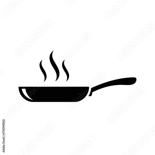 Hot Frying Pan with Steam Silhouette Vector Illustration