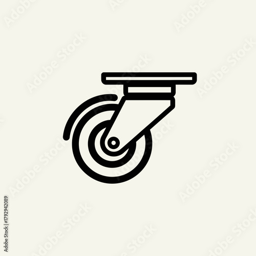 Caster Wheel Outline Vector Illustration – Rolling Furniture Wheel Icon