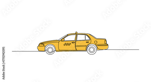 Yellow taxi on snowy road symbolizing winter urban transport