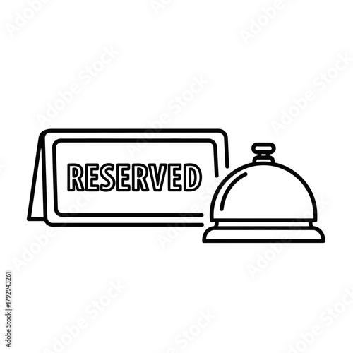Reserved Sign and Service Bell Outline Vector – Hotel Reception Icon