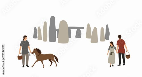 Stonehenge with people and horse