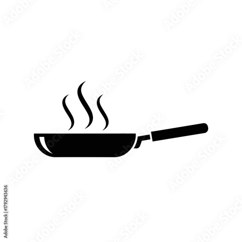 Hot Frying Pan with Steam Silhouette Vector Illustration