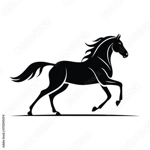 horse silhouette on white background.