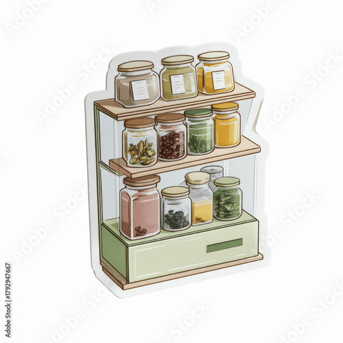 Spice Rack with Jars of Ingredients