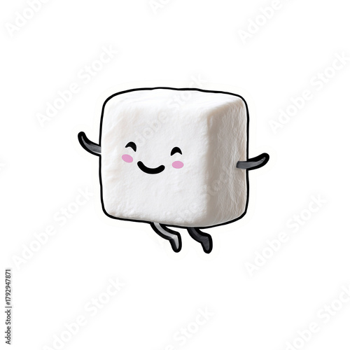 Happy Marshmallow Character Jumping