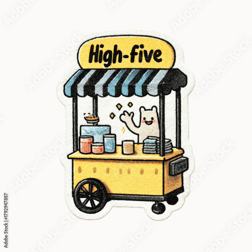 Cute Bear Selling Food High-Five