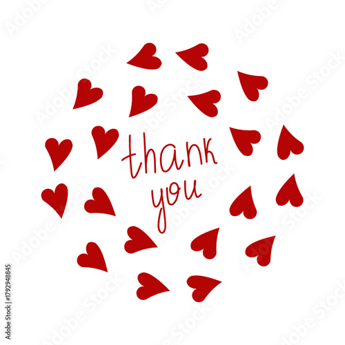 Circle frame with hearts and words 