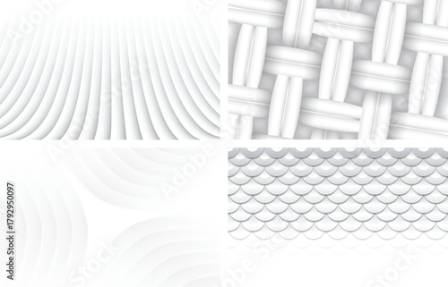 White Abstract 3D Pattern Background Set
