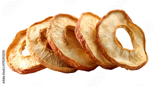 Dried apple rings isolated on transparent background