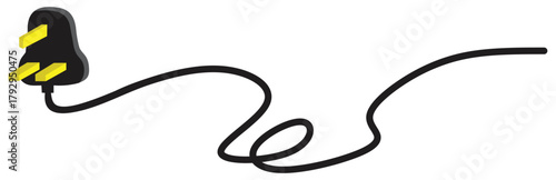 Minimal electric power plug cable illustration.