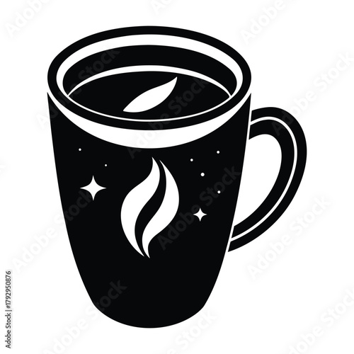 Decorative Coffee Cup with Leaf Motif