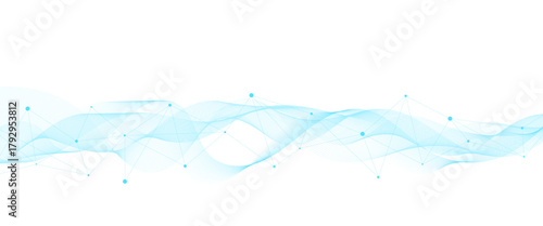 Abstract geometric background with connecting dot and lines with low poly triangle shapes with waves. Mesh Background Vector design digital technology concept Global network connection data structure.