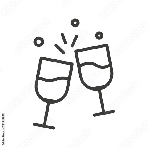 Glass cheers icon Wine toast illustration