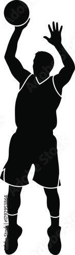 Silhouette of a basketball player shooting a ball