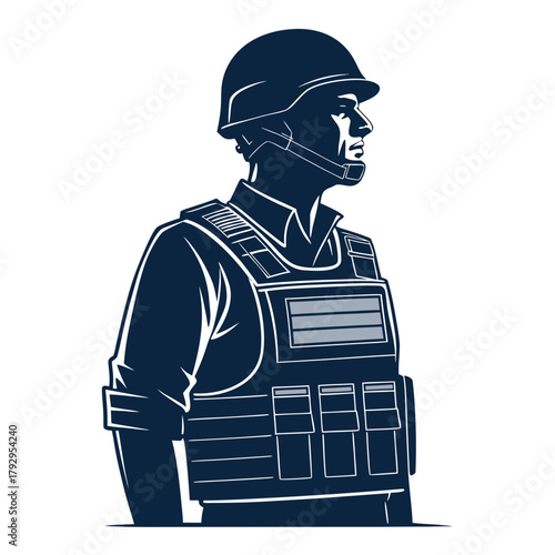 Minimal Bulletproof Vest Silhouette Bold High-Quality Stock Image Great for Commercial Projects