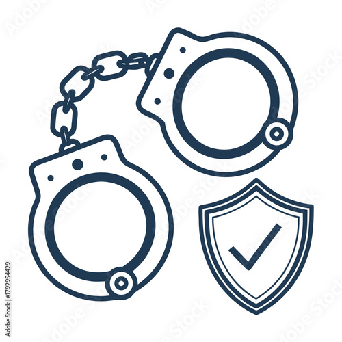 Crisp Minimal Handcuff Silhouette Bold Security High-Quality Stock Image
