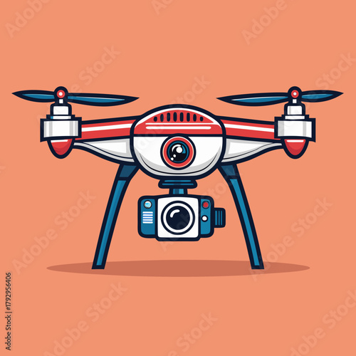 Vibrant Stylized Drone With Camera Lens Bold Poli Premium Digital Asset