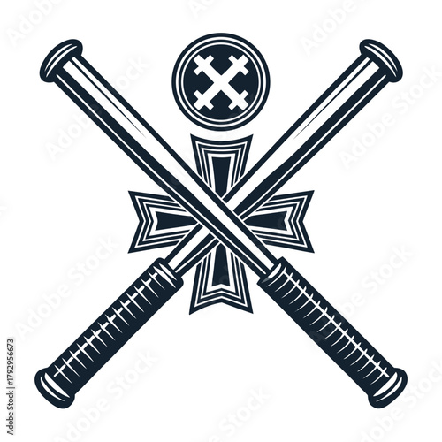 Featuring Stylized Nightstick Baton Cross Bold Dynamic Premium Digital Asset