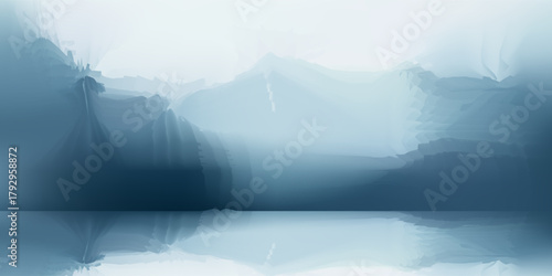 Vector illustration of a landscape painting in Chinese ink on antique paper with a beautiful design.