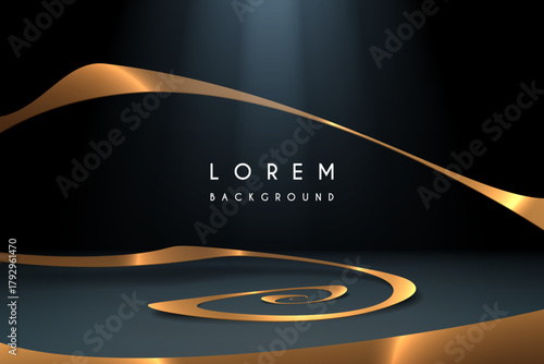Swirl golden line stage with light effect