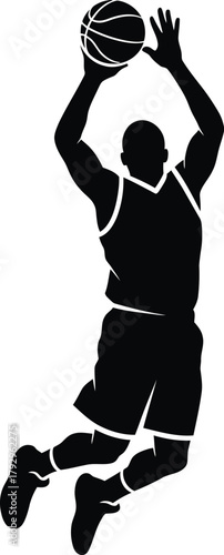 Basketball player silhouette dunking a ball