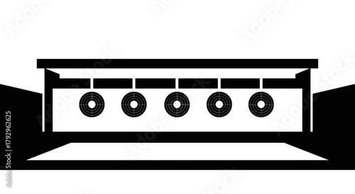 Shooting range with targets on transparent background
