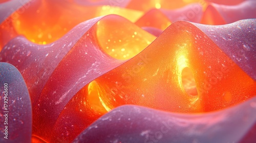 Abstract wavy, glowing, red-orange shapes