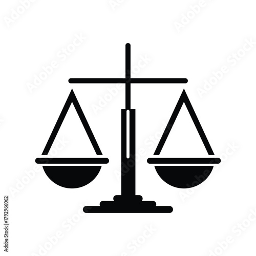 Black silhouette of a balance scale on a white background scales of justice weighing