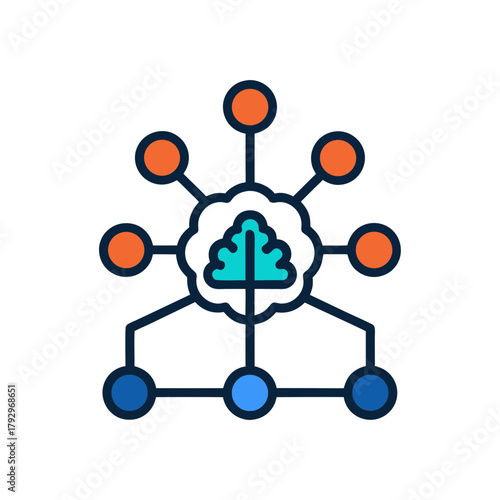 Machine Learning Concept with Neural Network Nodes Vector Illustration
