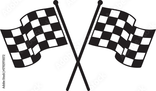 Black and White Finish Flags Vector Illustration