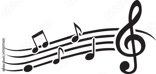 Circular Music Frame with Notes and Treble Clef